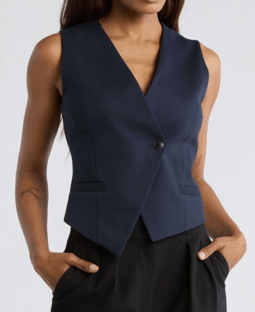 NWT Rag & Bone Velma Ponte Vest in Navy- Size 14